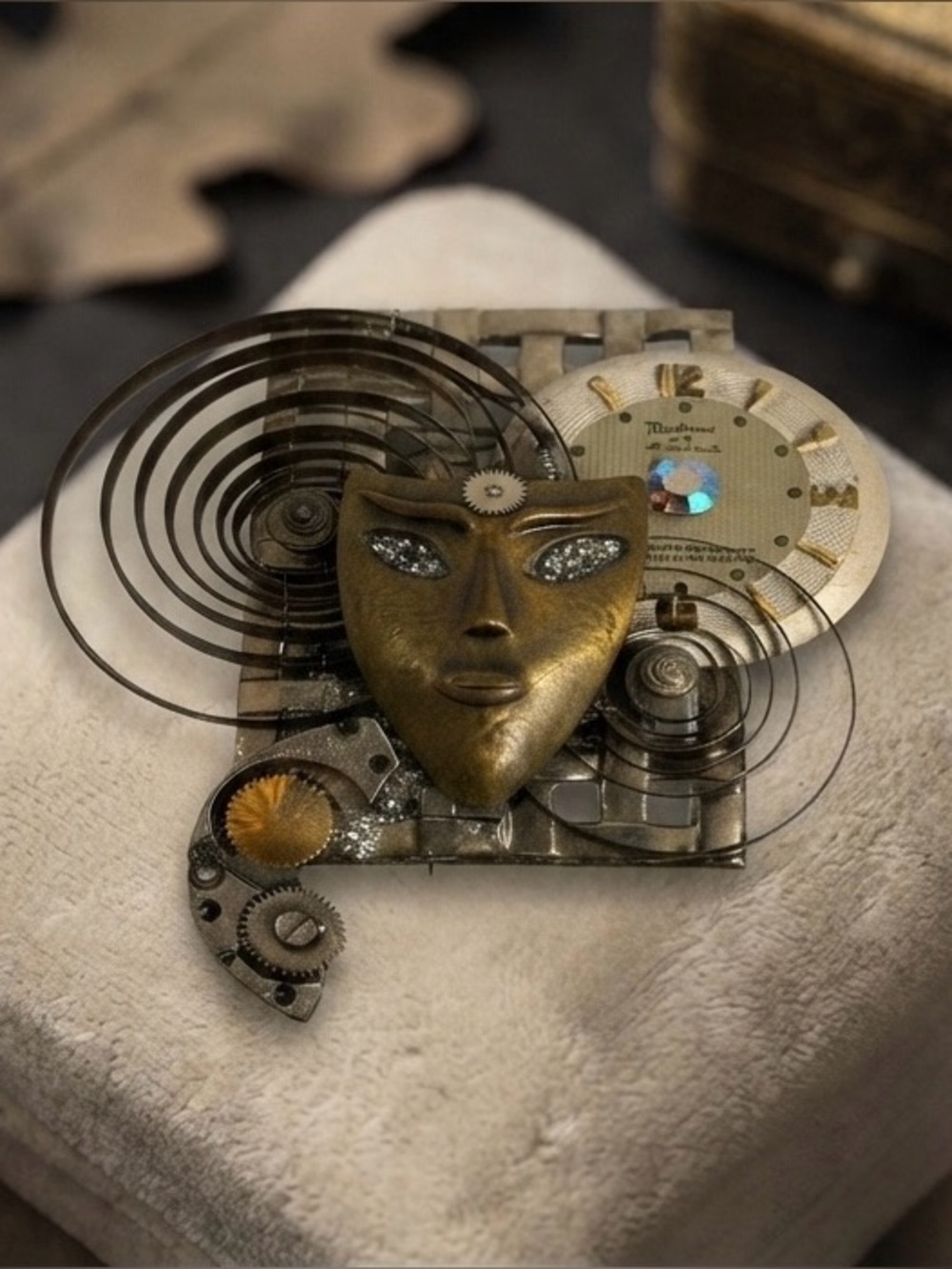 Dixi Steampunk Mask Brooch